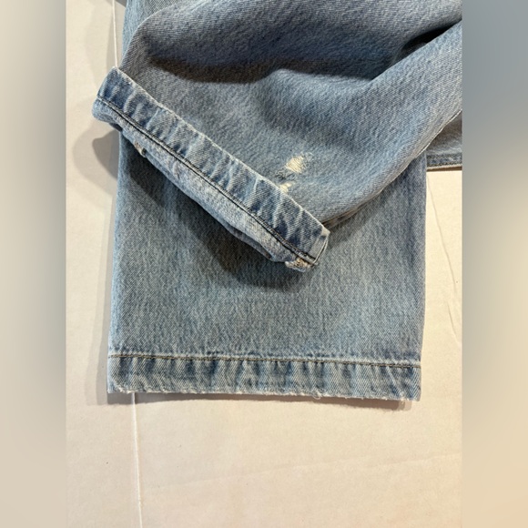 Buckle Hidden carpenter overalls, light wash, distressed, western, used, large - Picture 5 of 10